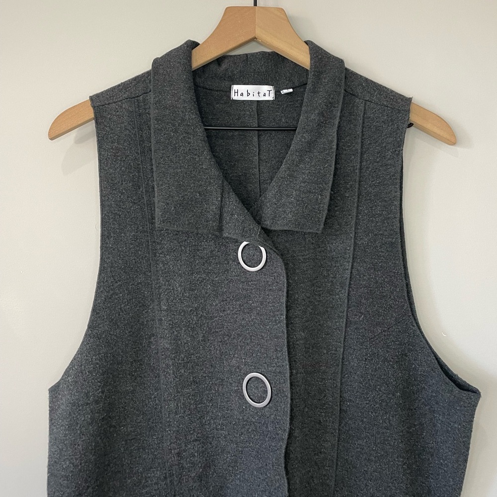 Habitat lagenlook knit sleeveless snap button front mini dress vest large - Picture 2 of 9